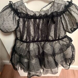 Janie and Jack Black  Dress with Polka Dots